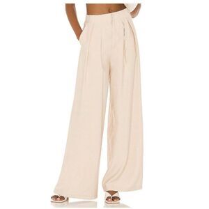Revolve Sndys tan cream wide leg trouser large